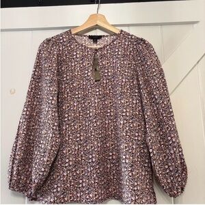 J. Crew Brown and Pink Floral Blouse
